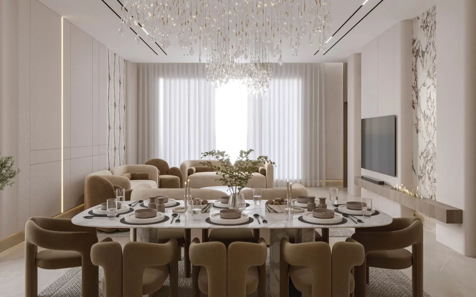 Living Room Interior Design Ideas with Dining Table